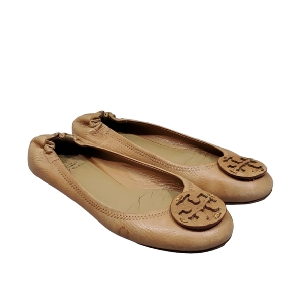 Tory Burch Womens Leather reva  Comfort Logo Ballet Flats shoes sz 7M - Picture 1 of 12